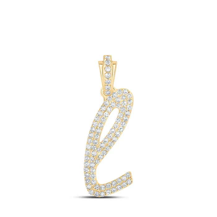Gold L Cursive Initial Letter Pendant 38 Cttw Round Natural Diamond Womens 153 grams GND Necklaces Gold L Cursive Initial Letter Pendant 38 Cttw Round Natural Diamond Womens 153 grams GND Necklaces