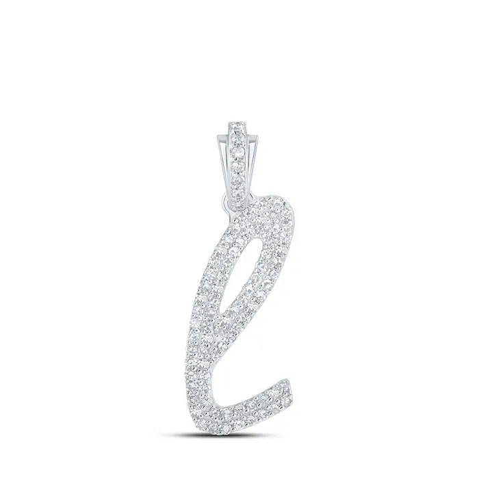 Gold L Cursive Initial Letter Pendant 38 Cttw Round Natural Diamond Womens 153 grams GND Necklaces