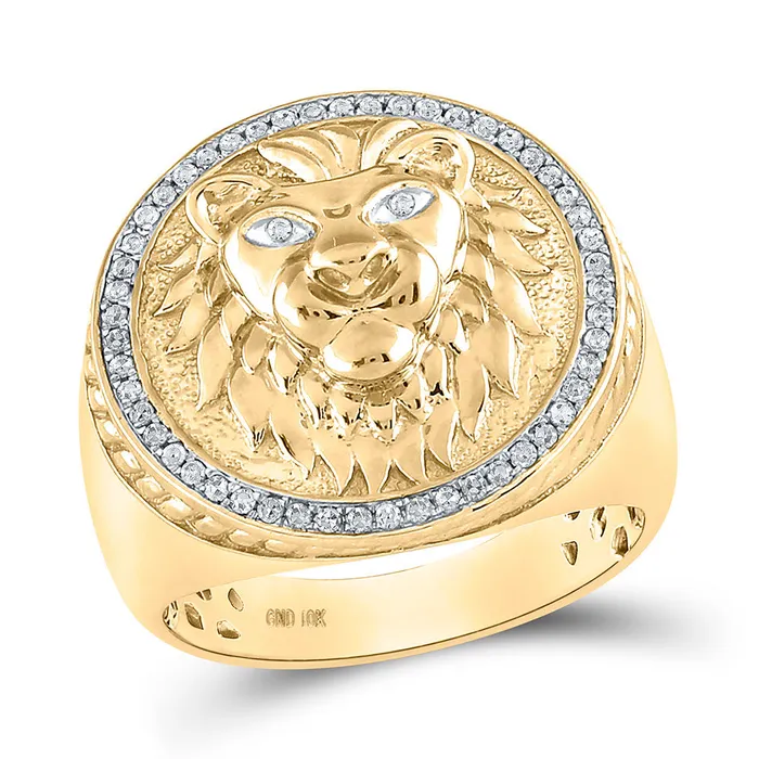 Gold Lion Head Mane Fashion Ring 13 Cttw Round Natural Diamond Mens 1266 grams GND Rings Gold Lion Head Mane Fashion Ring 13 Cttw Round Natural Diamond Mens 1266 grams GND Rings