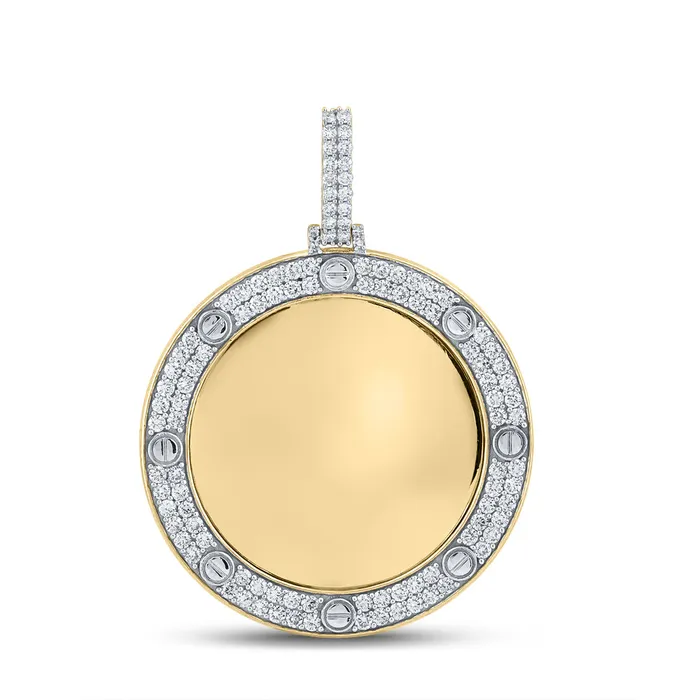 Gold Mirror Circle Charm Pendant 2 Cttw Round Natural Diamond Mens 586 grams GND Necklaces Gold Mirror Circle Charm Pendant 2 Cttw Round Natural Diamond Mens 586 grams GND Necklaces
