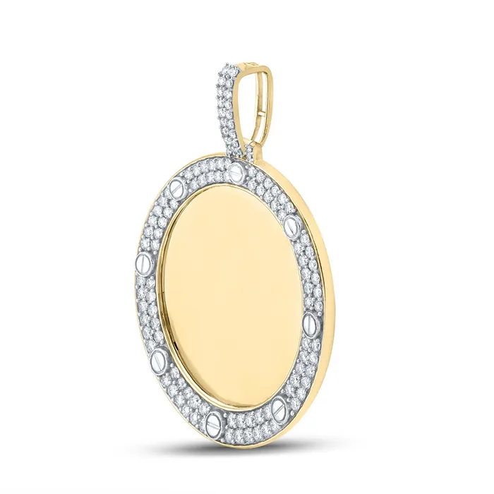 Gold Mirror Circle Charm Pendant 2 Cttw Round Natural Diamond Mens 586 grams GND Necklaces Gold Mirror Circle Charm Pendant 2 Cttw Round Natural Diamond Mens 586 grams GND Necklaces