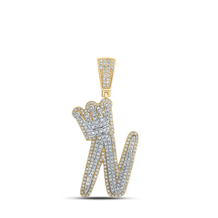 Gold N Crown Letter Charm Pendant 113 Cttw Round Natural Diamond Mens 668 grams GND Necklaces Gold N Crown Letter Charm Pendant 113 Cttw Round Natural Diamond Mens 668 grams GND Necklaces