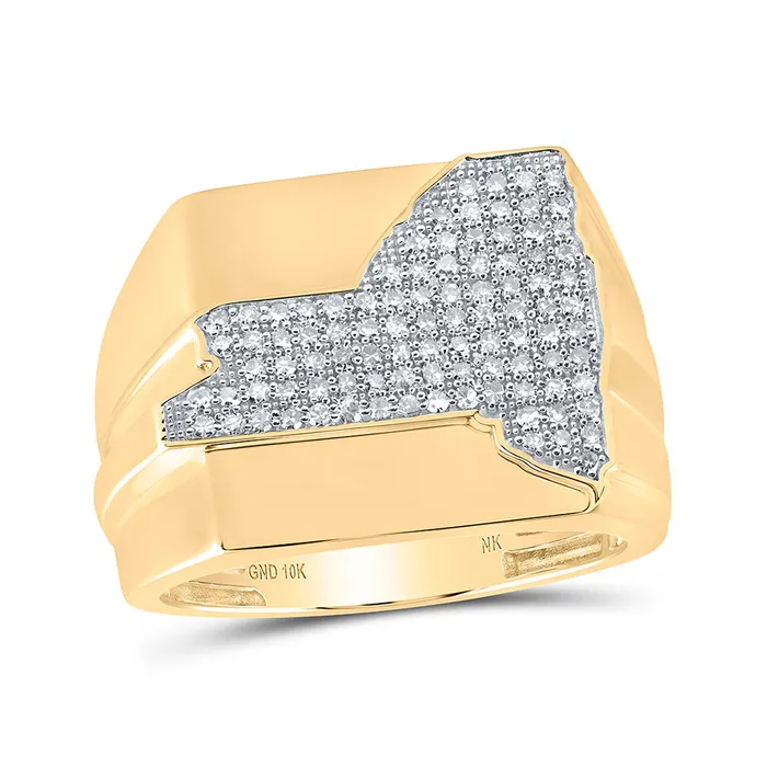 Gold New York State Band Ring 12 Cttw Round Natural Diamond Mens 893 grams GND Rings Gold New York State Band Ring 12 Cttw Round Natural Diamond Mens 893 grams GND Rings