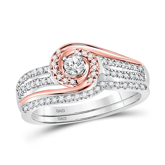 Gold Solitaire Bridal Wedding Ring Band Set 13 Cttw Round Natural Diamond Womens 438 grams GND Rings Gold Solitaire Bridal Wedding Ring Band Set 13 Cttw Round Natural Diamond Womens 438 grams GND Rings