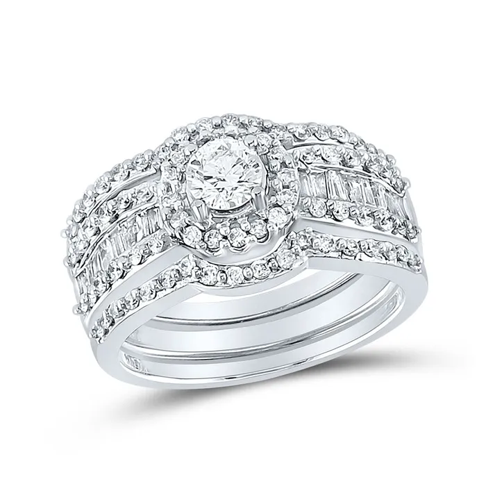 Gold Solitaire Bridal Wedding Ring Band Set 1 Cttw Round Natural Diamond Womens 72 grams GND Rings Gold Solitaire Bridal Wedding Ring Band Set 1 Cttw Round Natural Diamond Womens 72 grams GND Rings