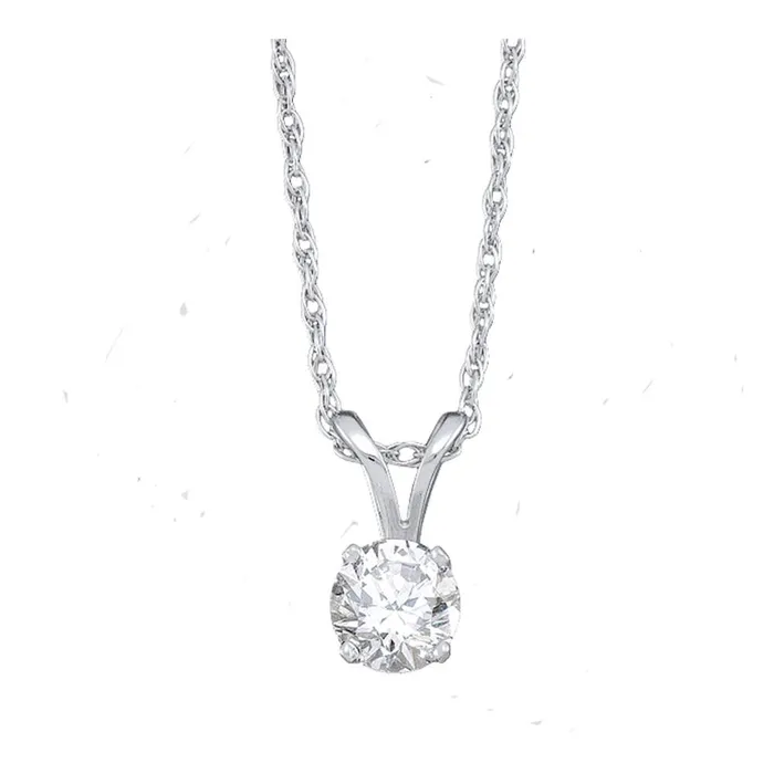 Gold Solitaire Pendant 15 Cttw Round Natural Diamond Womens 031 grams GND Necklaces Gold Solitaire Pendant 15 Cttw Round Natural Diamond Womens 031 grams GND Necklaces