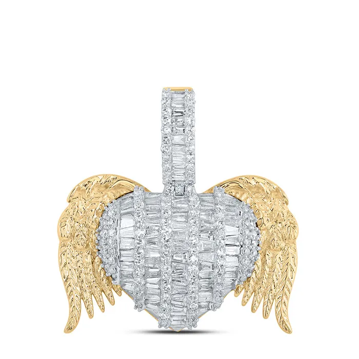Gold Wing Heart Pendant 2 Cttw Round Natural Diamond Womens 68 grams GND Necklaces Gold Wing Heart Pendant 2 Cttw Round Natural Diamond Womens 68 grams GND Necklaces
