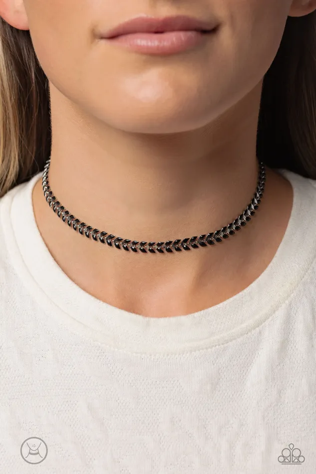 Grecian Grace Black Painted Bead Silver Choker Necklace Paparazzi Paparazzi Accessories Necklaces