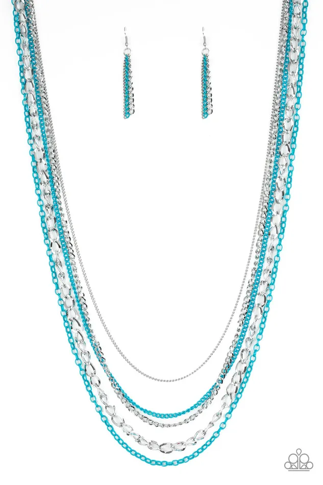Industrial Vibrance Blue and Silver Chain Necklace Paparazzi Paparazzi Accessories Necklaces Industrial Vibrance Blue and Silver Chain Necklace Paparazzi Paparazzi Accessories Necklaces