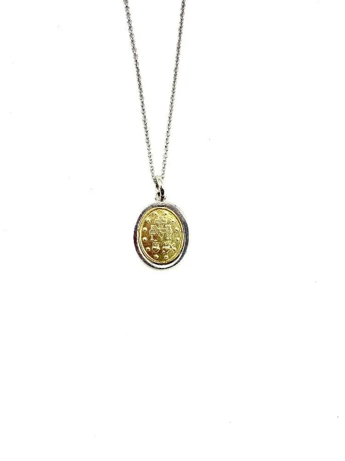 ITALY Silver TwoTone Miraculous Medal Necklace 18inch Necklaces