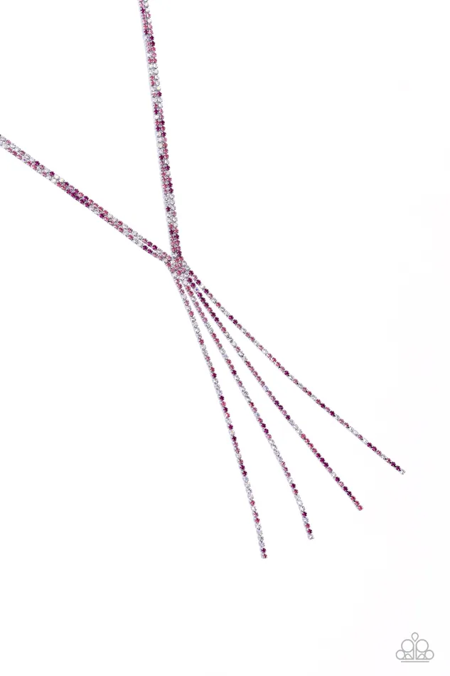 Jazz STRANDS Pink Rhinestone Tassel Silver Long Necklace Paparazzi Paparazzi Accessories Necklaces Jazz STRANDS Pink Rhinestone Tassel Silver Long Necklace Paparazzi Paparazzi Accessories Necklaces