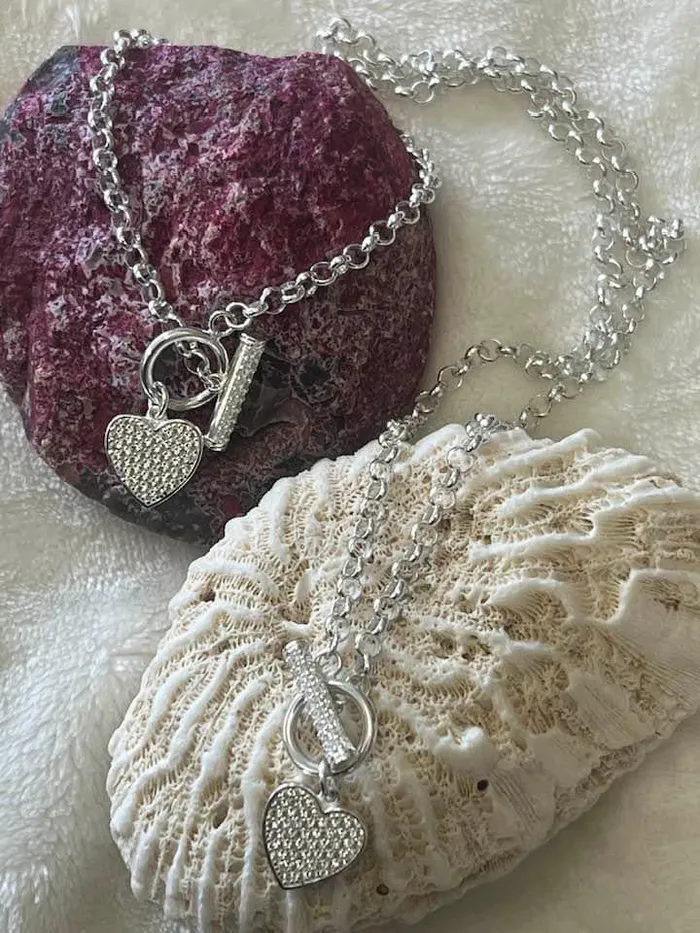Johnny jeweler stcroix Necklaces Sterling silver heart hand chain and necklace set Johnny jeweler stcroix Necklaces Sterling silver heart hand chain and necklace set