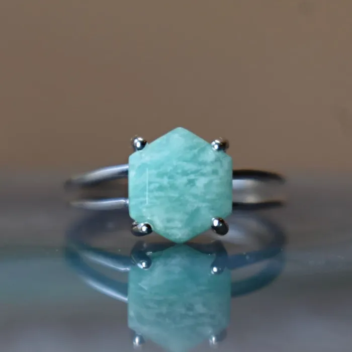 JSL Rings Hexagon Amazonite Ring
