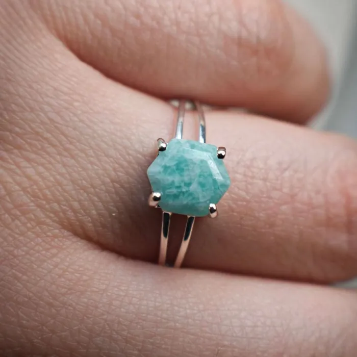 JSL Rings Hexagon Amazonite Ring