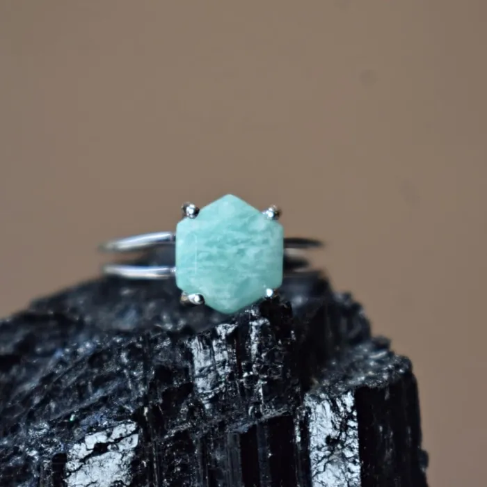 JSL Rings Hexagon Amazonite Ring