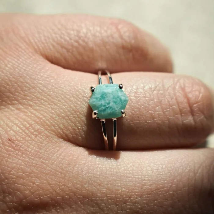 JSL Rings Hexagon Amazonite Ring