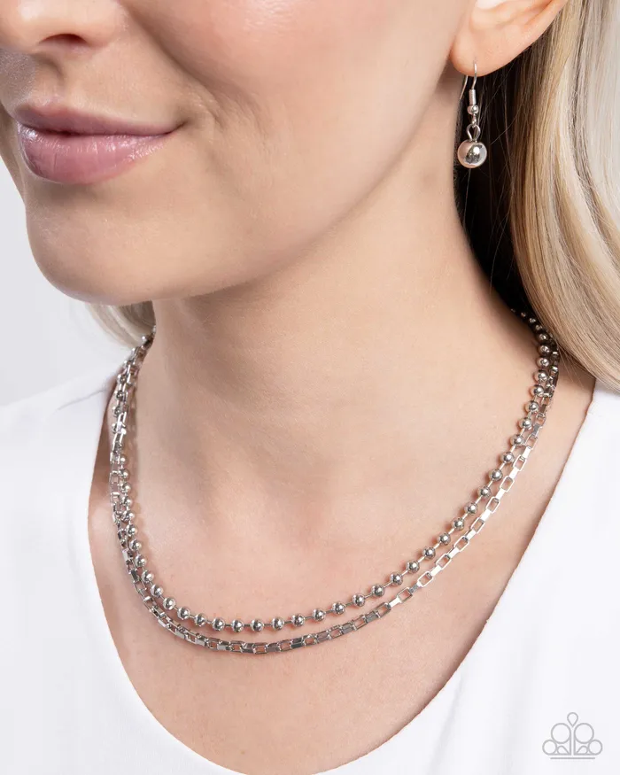 Laidback Layers Silver Layered Chain Short Necklace Paparazzi Paparazzi Accessories Necklaces