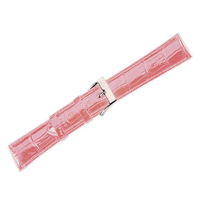 Leather Watch Band Lux Alligator Pink 20mm Regular Noblepack CA Watches