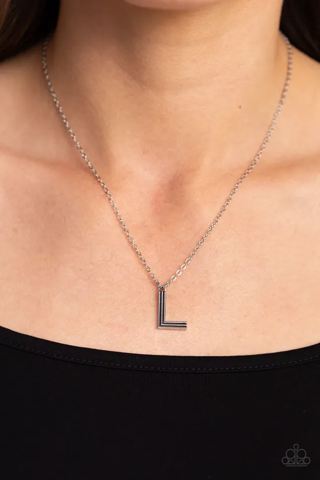 Leave Your Initials Silver L Letter Short Necklace Paparazzi Paparazzi Accessories Necklaces