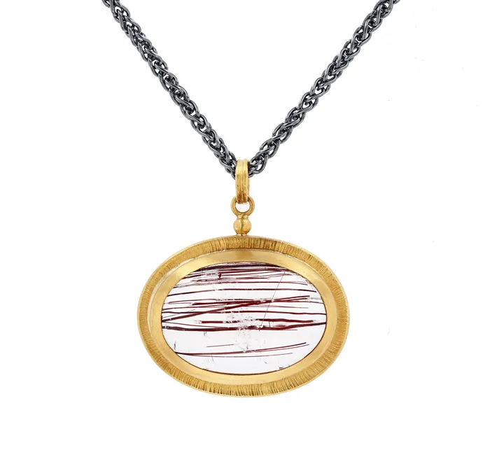 Lika Behar Custom Rutilated Quartz Pendant Necklace Lika Behar Necklaces Lika Behar Custom Rutilated Quartz Pendant Necklace Lika Behar Necklaces