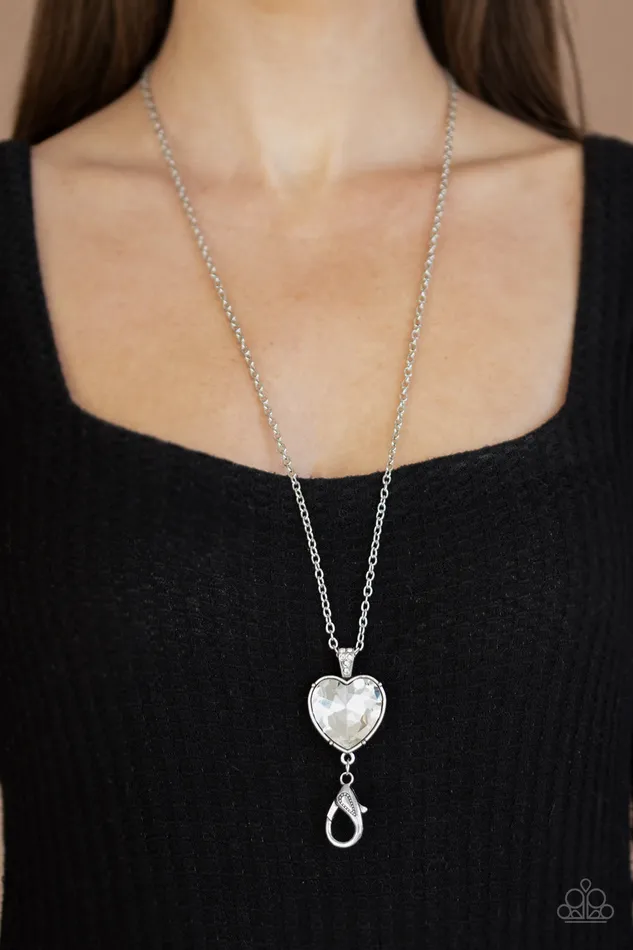Lovely Luminosity Paparazzi White Rhinestone Heart Pendant Lanyard Necklace Paparazzi Accessories Necklaces Lovely Luminosity Paparazzi White Rhinestone Heart Pendant Lanyard Necklace Paparazzi Accessories Necklaces