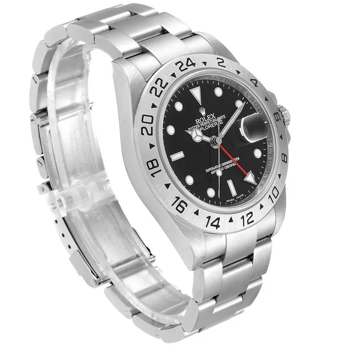 Mens Rolex 40mm Explorer II Stainless Steel Watch with Oyster Band and Black Dial PreOwned Rolex Rings