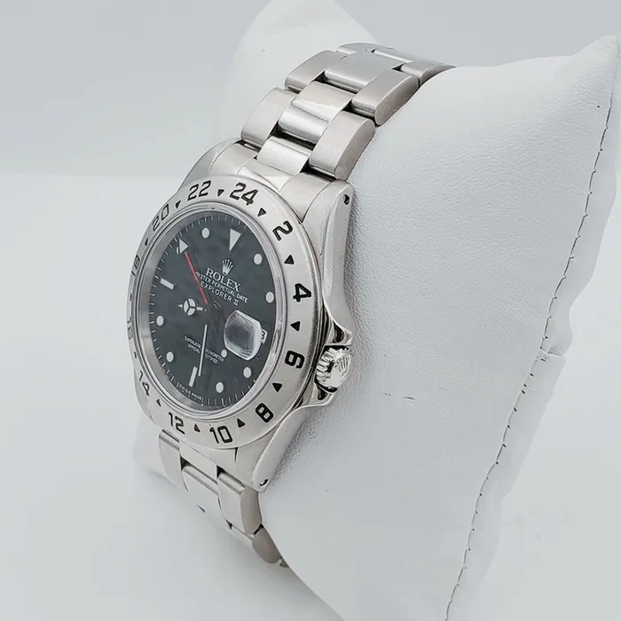 Mens Rolex 40mm Explorer II Stainless Steel Watch with Oyster Band and Black Dial PreOwned Rolex Rings