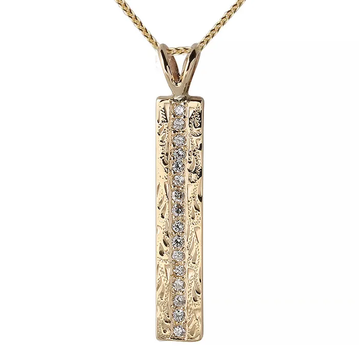 Nakoa PreStyled Sets 14K Yellow Gold Hawaiian Heirloom Center Diamond Pendant 6mm Flat Nakoa PreStyled Sets 14K Yellow Gold Hawaiian Heirloom Center Diamond Pendant 6mm Flat
