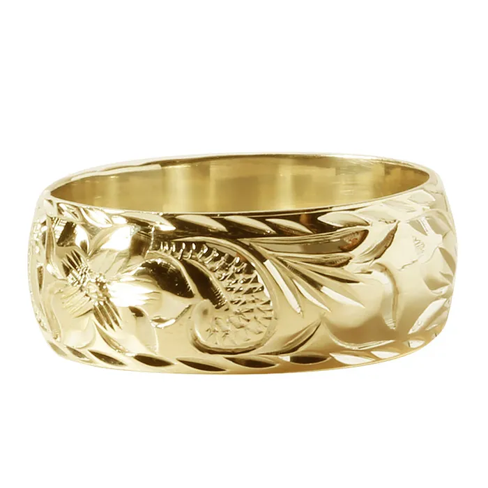 Nakoa Rings 14K Gold CustomMade Queen Emma Ring Diamond Cut Smooth Edge 8mm Medium Weight 15mm Nakoa Rings 14K Gold CustomMade Queen Emma Ring Diamond Cut Smooth Edge 8mm Medium Weight 15mm