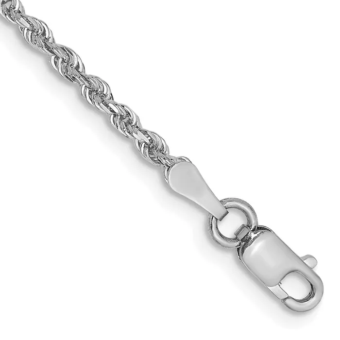 Necklaces 10k White Gold 2 mm DC Quadruple Rope Chain Anklet 259 grams Qgold Necklaces 10k White Gold 2 mm DC Quadruple Rope Chain Anklet 259 grams Qgold