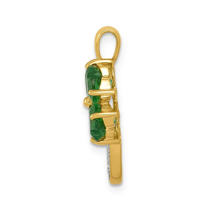 Necklaces 14k Created Emerald and Diamond Four Leaf Clover Pendant 14 grams Qgold Necklaces 14k Created Emerald and Diamond Four Leaf Clover Pendant 14 grams Qgold