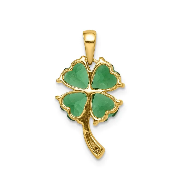 Necklaces 14k Created Emerald and Diamond Four Leaf Clover Pendant 14 grams Qgold Necklaces 14k Created Emerald and Diamond Four Leaf Clover Pendant 14 grams Qgold