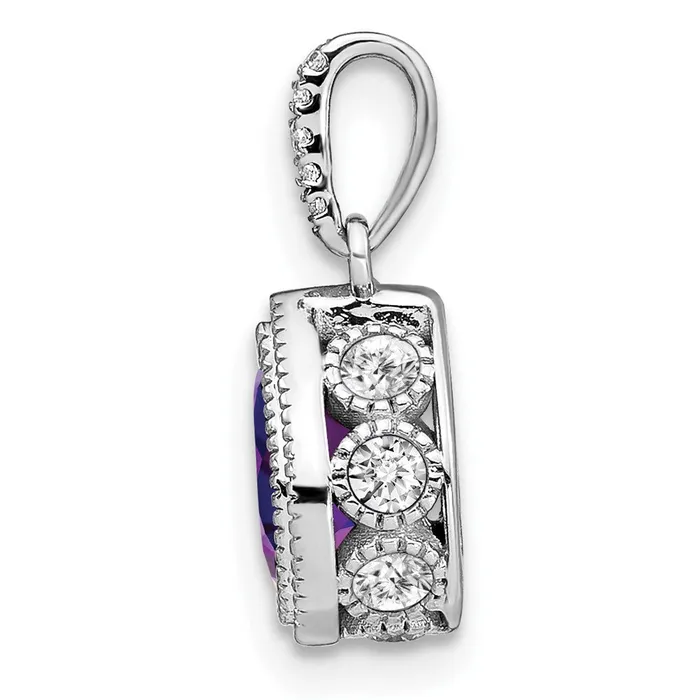 Necklaces 14k White Gold Pear Amethyst and Diamond Pendant 125 grams Qgold Necklaces 14k White Gold Pear Amethyst and Diamond Pendant 125 grams Qgold