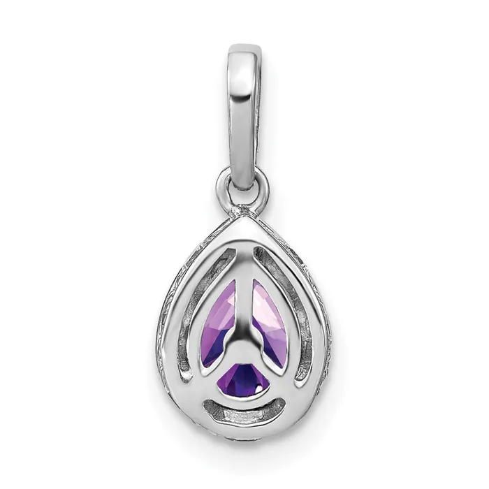 Necklaces 14k White Gold Pear Amethyst and Diamond Pendant 125 grams Qgold Necklaces 14k White Gold Pear Amethyst and Diamond Pendant 125 grams Qgold
