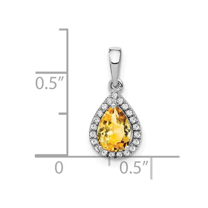 Necklaces 14k White Gold Pear Citrine and Diamond Halo Pendant 095 grams Qgold Necklaces 14k White Gold Pear Citrine and Diamond Halo Pendant 095 grams Qgold