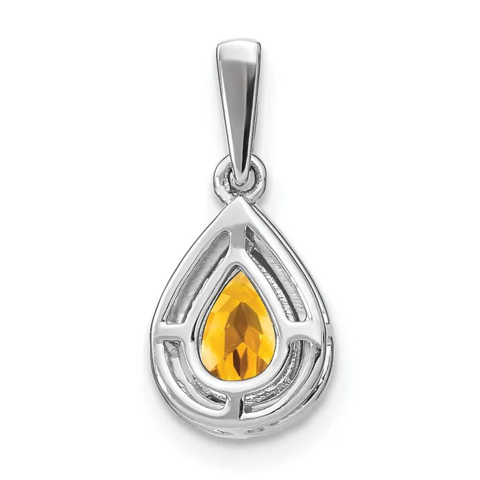 Necklaces 14k White Gold Pear Citrine and Diamond Halo Pendant 095 grams Qgold Necklaces 14k White Gold Pear Citrine and Diamond Halo Pendant 095 grams Qgold