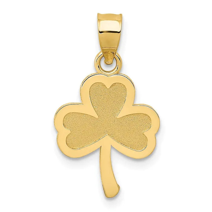 Necklaces 14k Yellow Gold 12 mm 3 Leaf Clover Pendant 083 grams Qgold