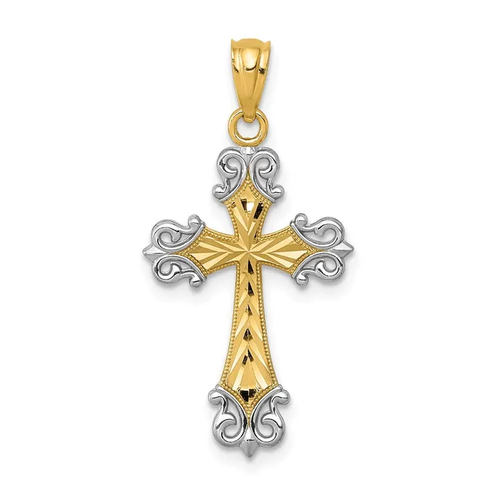 Necklaces 14k Yellow Rhodium 15 mm DC Cross Pendant 056 grams Qgold
