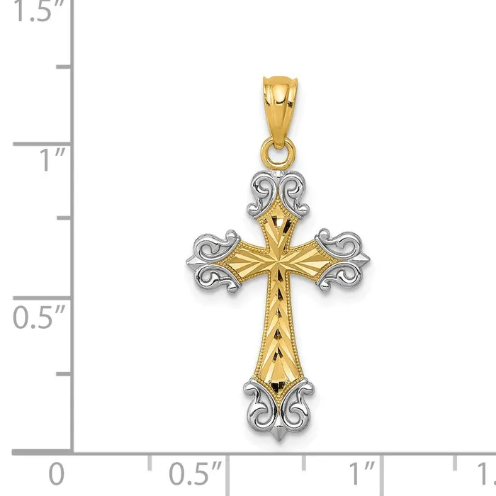 Necklaces 14k Yellow Rhodium 15 mm DC Cross Pendant 056 grams Qgold