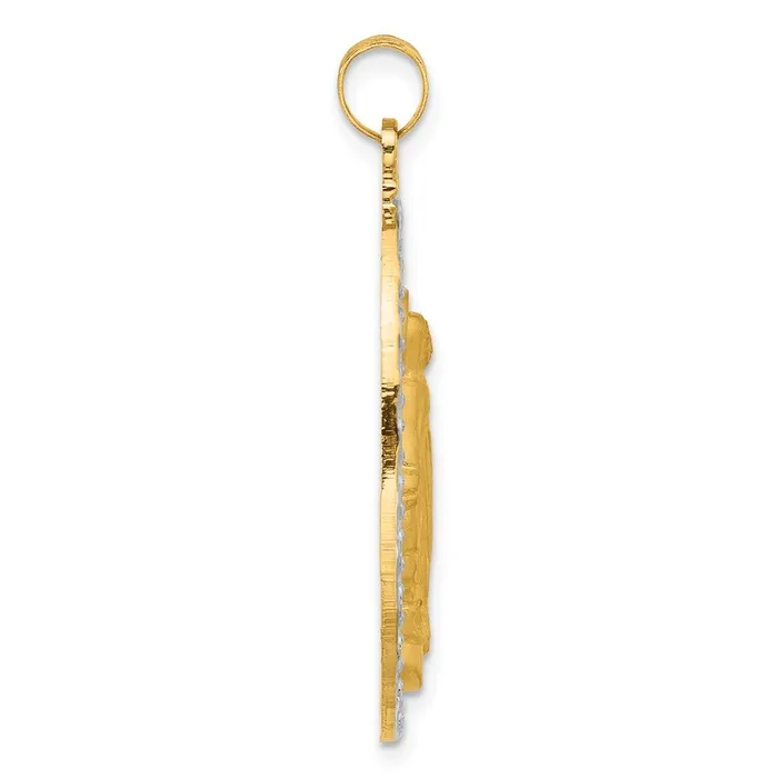 Necklaces 14k Yellow Rhodium 194 mm Satin and Polished Miraculous Medal Solid Oval Pendant 38 grams Qgold
