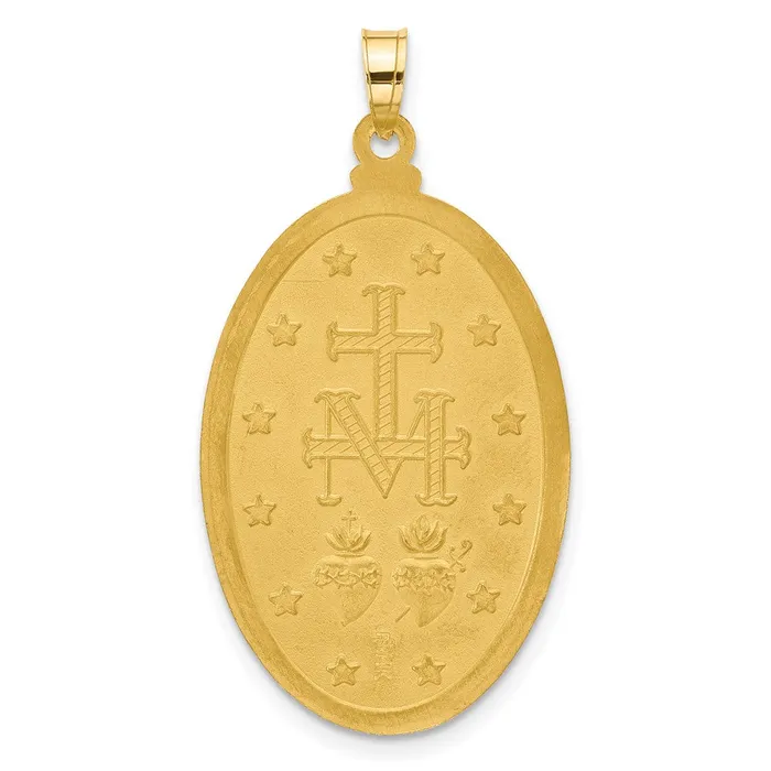 Necklaces 14k Yellow Rhodium 194 mm Satin and Polished Miraculous Medal Solid Oval Pendant 38 grams Qgold