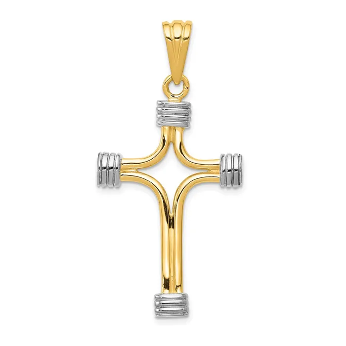 Necklaces 14k Yellow Rhodium 235 mm Fancy Cross Pendant 517 grams Qgold