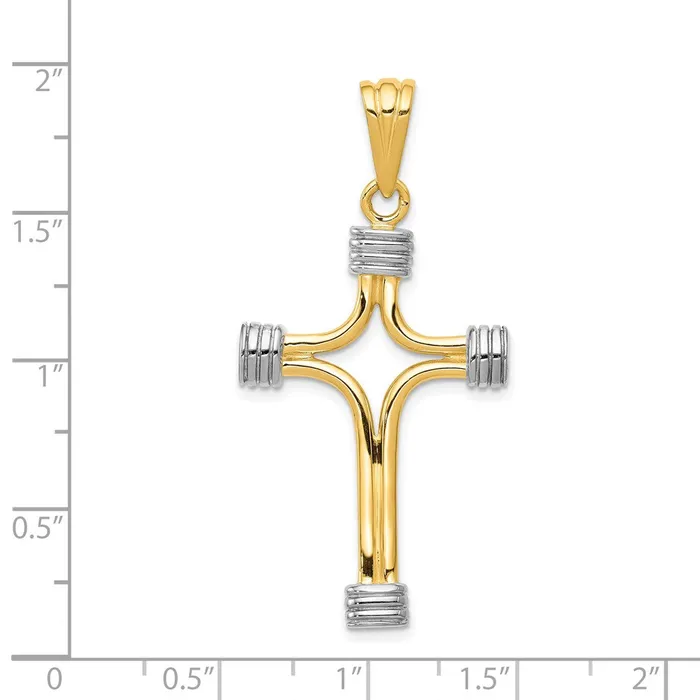 Necklaces 14k Yellow Rhodium 235 mm Fancy Cross Pendant 517 grams Qgold Necklaces 14k Yellow Rhodium 235 mm Fancy Cross Pendant 517 grams Qgold