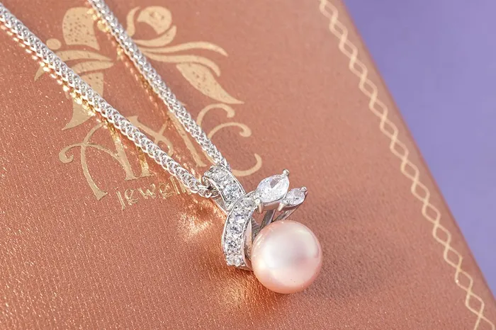Necklaces AME Jewellery 8mm Lavender Freshwater Pearl Pendant Necklace in Sterling Silver