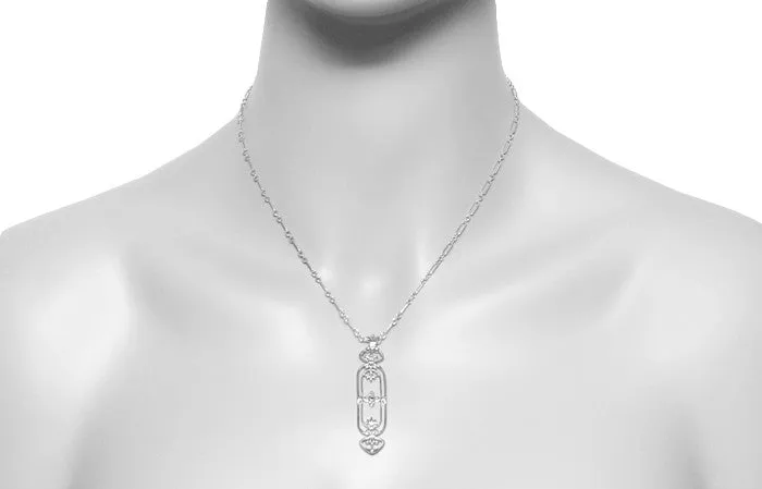Necklaces Antique Jewelry Mall Fleur de Lys Art Nouveau Cartouche Emerald Pendant in Sterling Silver Necklaces Antique Jewelry Mall Fleur de Lys Art Nouveau Cartouche Emerald Pendant in Sterling Silver