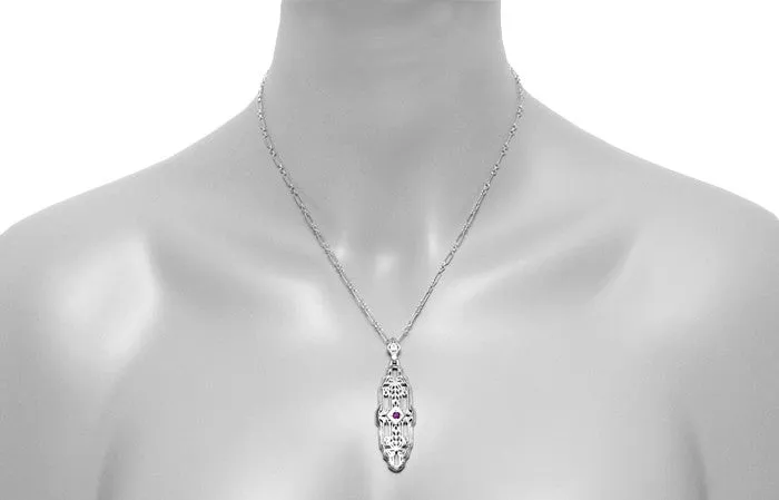 Necklaces Antique Jewelry Mall North South 1920s Filigree Amethyst Pendant Necklace in Sterling Silver Art Deco Antique Inspired Necklaces Antique Jewelry Mall North South 1920s Filigree Amethyst Pendant Necklace in Sterling Silver Art Deco Antique Inspired