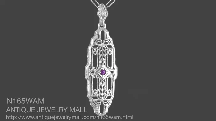 Necklaces Antique Jewelry Mall North South 1920s Filigree Amethyst Pendant Necklace in Sterling Silver Art Deco Antique Inspired Necklaces Antique Jewelry Mall North South 1920s Filigree Amethyst Pendant Necklace in Sterling Silver Art Deco Antique Inspired