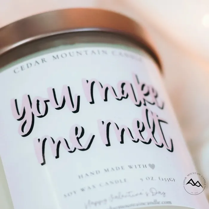 Necklaces Cedar Mountain Candle You Make Me Melt Valentines Day Soy Candle 9 oz Whiskey Glass Jar Choose Your Scent