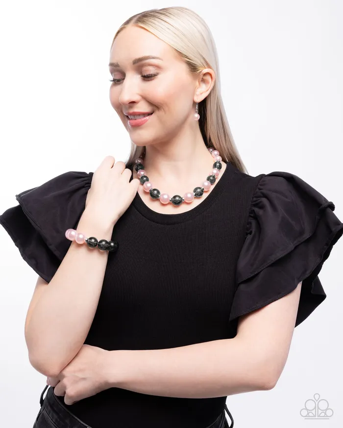 Necklaces Complete Look Lacy Lady Pink Black Pearl Necklace and Lacy Leisuer Stretchy Bracelet 2Piece Set Paparazzi Paparazzi Accessories Necklaces Complete Look Lacy Lady Pink Black Pearl Necklace and Lacy Leisuer Stretchy Bracelet 2Piece Set Paparazzi Paparazzi Accessories