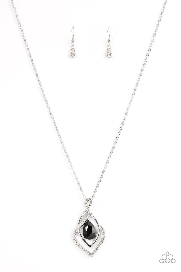 Necklaces Dauntless Demure Black Gem Rhinestone Silver Necklace Paparazzi Paparazzi Accessories Necklaces Dauntless Demure Black Gem Rhinestone Silver Necklace Paparazzi Paparazzi Accessories